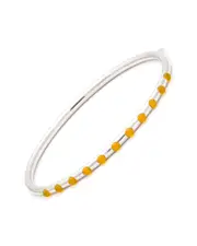 Steel Yellow Agate Bangle Bracelet