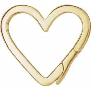 14mm OD 18k Yellow Gold HEART Charm Pearl Bail Enhancer Pendant Clip On OPEN USA