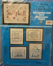 Vogart Crafts Sampler Stamped Belgian Linen Embroidery w/Thread #7063C NOS