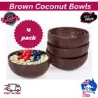 4 Pack Brown Coconut Shell Bowls Eco-Friendly Tableware for Rice Dessert Salad