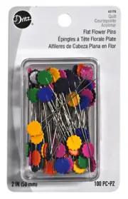 Dritz Flat Flower 2 Inch Assorted Sewing Pins 100 Count