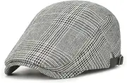 [Elonglin] Men's Flat Cap Cotton Ivy Gatsby Newsboy Hunting Hat Vintage Flat Cabbie Driving Beret Cap Retro Duckbill Hat Adjustable