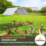 FLAT X-LARGE 30 Chicken Coop Cage House 2 Rooms Rabbit Guinea Walk-in 4 x 3 x 2M