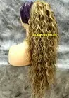 PONYTAIL HAIR PIECE EXTENSIONS LONG LAYERED CURLY GOLDEN BLONDE BROWN MIX NWT