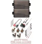 EMG 81X / 60X BRUSHED BLACK CHROME ACTIVE HUMBUCKER SET SHORT SHAFT POTS & WIRES