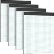 Graph Paper 8.5 x 11 Grid Paper Pad Quad Ruled, 4 Pack - 30 Sheets per Pad, White, 4x4 (4 Squares per inch), Easy-Tear Perforations, 8.5"x11" Quad Ruled Grid Paper Pad