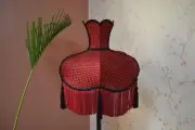 Lampshade burgundy black neck dome lace hand-stitched table lampshade floor lamp