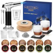 Cocktail Smoker Kit with Torch, 6 Flavors Wood Chips, 2 Glasses, Bourbon Whiskey