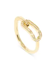 Dinh Van 18K Yellow Gold Maillon Diamond Pave Small Link Ring