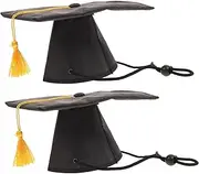 COMPUKAS 2pcs Black Pet Graduation Hats with Tassels Graduation Ceremony Accessories for Dogs and Cats Lightweight Costume Props for Photo Opportunities and Celebrations