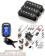 EMG SAV SET BLACK 3 ACTIVE SINGLE COIL PICKUPS FOR STRAT POTS & WIRING ( TUNER )