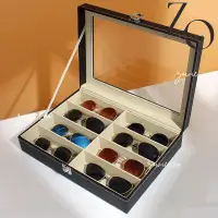 在飛比找蝦皮商城精選優惠-八格玻璃皮革墨鏡展示盒   收藏盒 首飾盒 飾品盒 禮盒 高
