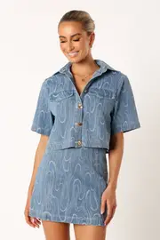 [PUP56] Tammy Two Piece Set - Blue Denim 14 Blue