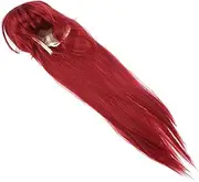 LOORGVEL Wine Red Long Straight Wig with Bangs Synthetic Wig for Cosplay Halloween Parties Heat Resistant Skin Friendly for Photography Special Occasions