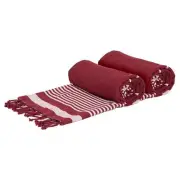 2x Deluxe Turkish Cotton Towels Beach Bath Gym Spa Hammam Throw Burgundy
