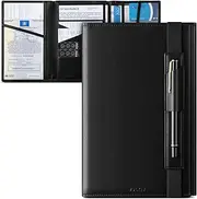 VULKIT Car Registration and Insurance Card Holder Vehicle Glove Box Organizer Leather Tri-fold Design for Car Keys, ID Holder, Essential Documents Black