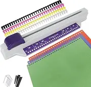 30 Hole Punch, Hand Push 30 Holes Punch Binding Machine with 4 Loose Leaf Binding Spines, 6 Sheets Capacity Hole Puncher for Rin g Binder, Punches Holes on A4/A5/A6/A7/B5/B6/B7