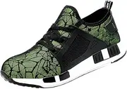 [MNSSRN-MM] Lace-Up Steel-Toed Work Shoes, Summer Breathable and Comfortable Anti-Smashing and Anti-Puncture Safety Shoes, Stylish and Simple Non-Slip Sports Shoes,Green,40