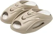 [Avilego] Cozy Basketball Slippers for Men Women Thick Sole Slides Soft Sandals Slip-on Home Shoes Beach Shoes Outdoor 2025, Khaki, 8.5-9 Women/7-7.5 Men