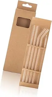 Glass-Like BPA-Free Reusable Straw Set: 4 Straws + Cleaning Brush, Safe, Eco-Friendly for Daily Use, for Drinks, Smoothies, Juices, Unmatched Sipping Experience
