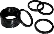 [HeeYaa] Flat Key Rings 10 Pieces 1 inches Flat Key Rings Metal Keychain Rings Split Keyrings Flat O Ring Chain Clips for Home Car Office Keys Attachment(Black)