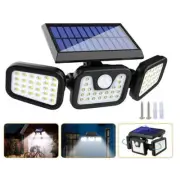 3 Head Solar Motion Sensor Light Outdoor Garden Wall Security Flood Lamp 74LEDs