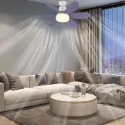 AU Ceiling Fan LED Lamp E27 Socket Fan Light Remote 42cm (Purple Crystal Shell)