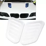 Universal Car Air Flow Intake Hood Scoop Vent Bonnet Decor Cover White 2pcs