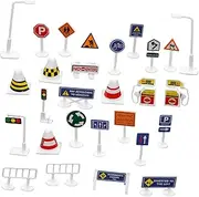 Vaguelly DIY Traffic Sign Models Kids Road Sign Toys Mini Traffic Cones Early Education Share Friends Creative Play