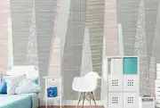 Pink Gray Stripe Removable Wall Mural G06