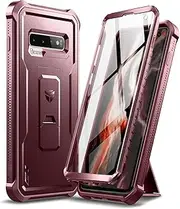 [Dexnor] for Samsung S10 Case, [Built in Screen Protector and Kickstand] Heavy Duty Military Grade Protection Shockproof Protective Cover for Samsung S10 - Red