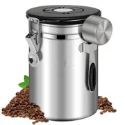 Airtight Stainless Steel Coffee Canister, Coffee Bean Storage Container Jar for Beans, Grounds, Tea, Flour, Cereal, Sugar (1.8L)