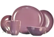 DIANE VON FURSTENBERG DVF Home Pebblestone Eggplant 5 Piece Place Setting New