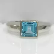 RING67 SILVER SQUARE TOPAZ BEZEL SET RING