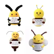 Mini Crochet Bee Soft Knitting Handmade Emotional Support Bee Positive Bee Gifts