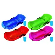 Toboggan Snow Sled Thickened Downhill with Brakes for 2 Sledders Grass Sled