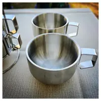 在飛比找momo購物網優惠-【May Shop】304不鏽鋼中空隔熱小湯碗咖啡杯 含底座