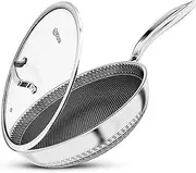 Frying Pan with Oven-Safe Lid - Anti Scratch Laser Engraved Non Stick, Home Essentials - Sautéing, Roasting, Broiling - 28cm Aluminium Stainless-Steel Skillet, German Non-Stick Shield Technology