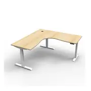 1800Mm Corner Workstation Natural Oak And White