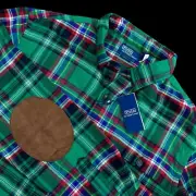 Polo Ralph Lauren Classic Fit Suede-Patch Twill Workshirt Green Size 2XL $198