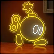 Hanging Art Neon Signs Cute Walking Bomb LED Neon Sign Acrylic Light USB For Home Kids Bedroom Gaming Room Wall Decor 34cmx40cm