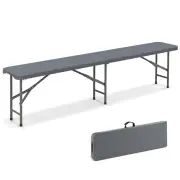 Costway180cm Outdoor Plastic Folding Bench with Handle and Lock-Grey