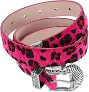 [FOMIYES] Faux Horsehair Leopard Print Belt for Women Stylish Western Buckle Waistband Design Versatile Durable Cheetah Print Accessory for Birthday Parties and Everyday Wear