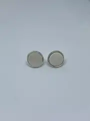 Handmade Polymer Clay Silver Stud Earrings - Pearl & white swirl