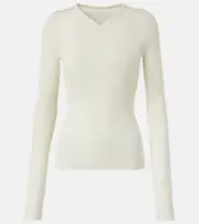 [Khaite] Khaite Tania ribbed-knit wool-blend top AU 8 white