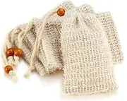 AMAHOMESA Soap Bag, Natural Sisal 4 Pack - Exfoliating Foaming Soap Holder for Shower, Plastic-Free Soap Saver, Quick Drying Soap Pouch