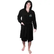 Newcastle United FC Newcastle United Mens Dressing Gown Robe Hooded Fleece OFFICIAL Football Gift Black Large