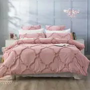Renee Taylor Moroccan Cotton Chenille Tufted Quilt Cover Set-Blush