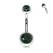 2.00Ct Round Cut Lab-Created Emerald Belly Button Ring In 14K White Gold Plated
