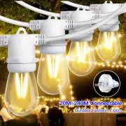 20M-240M LED Festoon String Lights Xmas White Wedding Party Waterproof Outdoor